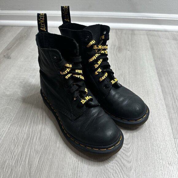 Dr. Martens 1460 Women’s Size 7 Pascal Virginia Soft Black Leather Combat Boots - Picture 1 of 12